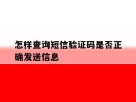 怎样查询短信验证码是否正确发送信息
