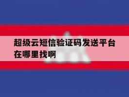 超级云短信验证码发送平台在哪里找啊