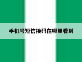 手机号短信接码在哪里看到