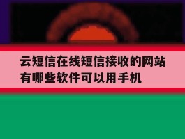 云短信在线短信接收的网站有哪些软件可以用手机