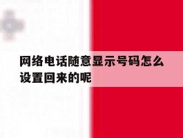 网络电话随意显示号码怎么设置回来的呢