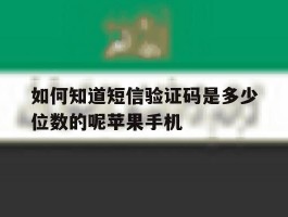 如何知道短信验证码是多少位数的呢苹果手机